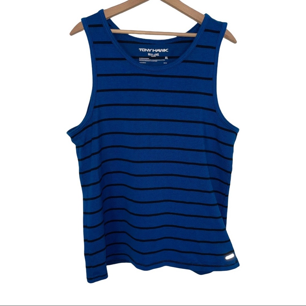 Tony Hawk Next Level Series Blue Black Stripe Tank Top XL Skateboard Summer